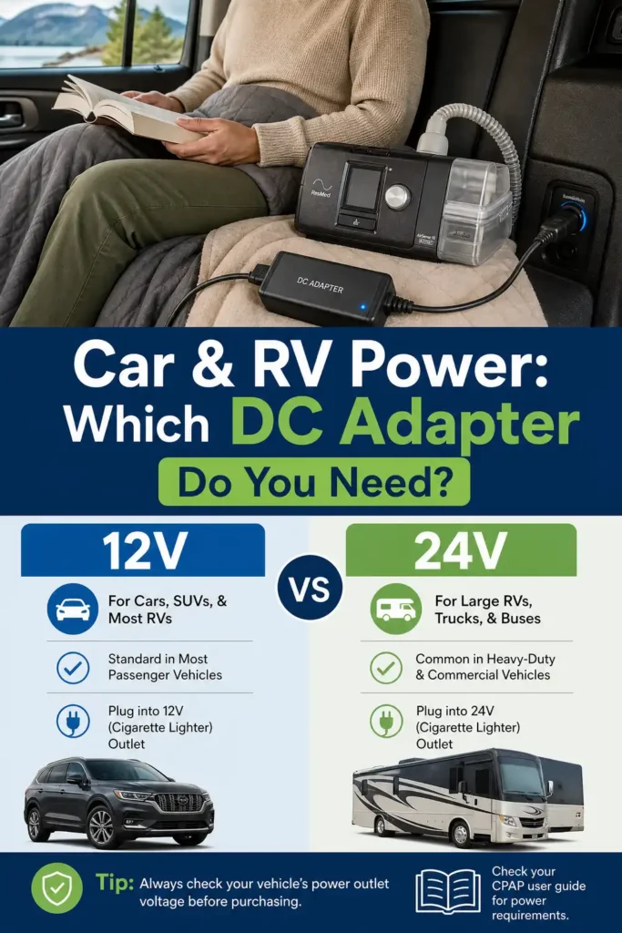 ResMed AirSense 10 DC Adapter: Car, RV & Battery Setup
